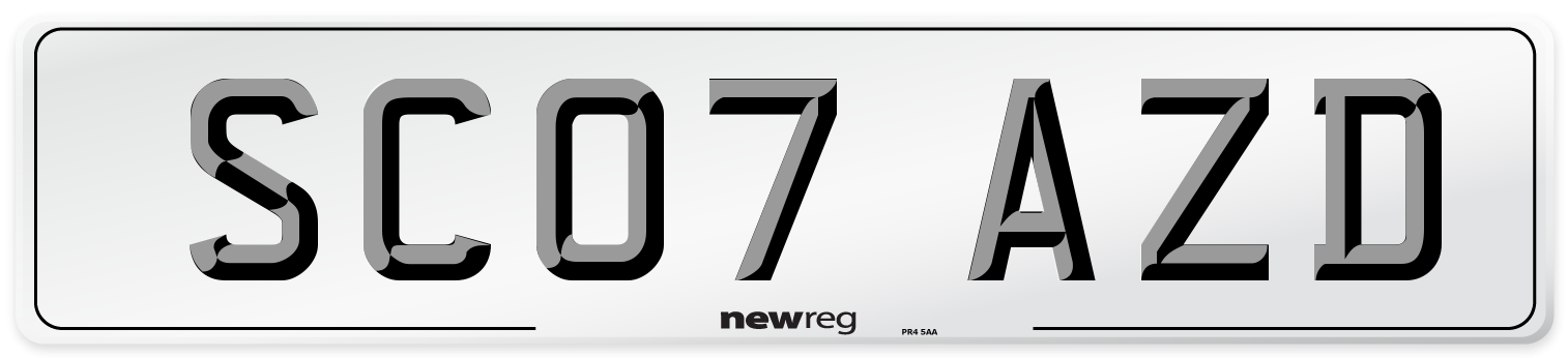 SC07 AZD Number Plate from New Reg